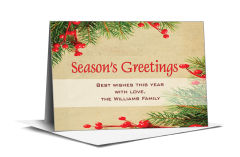Christmas Season's Greetings Holiday Mistletoe Cards 7.875